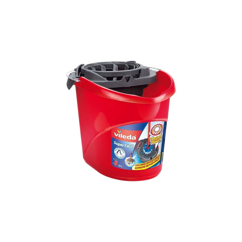 image 1 of Vileda Supermocio Bucket and Torsion Wringer Red Mop Bucket Durable Plastic Easy Water Extraction for Home Cleaning