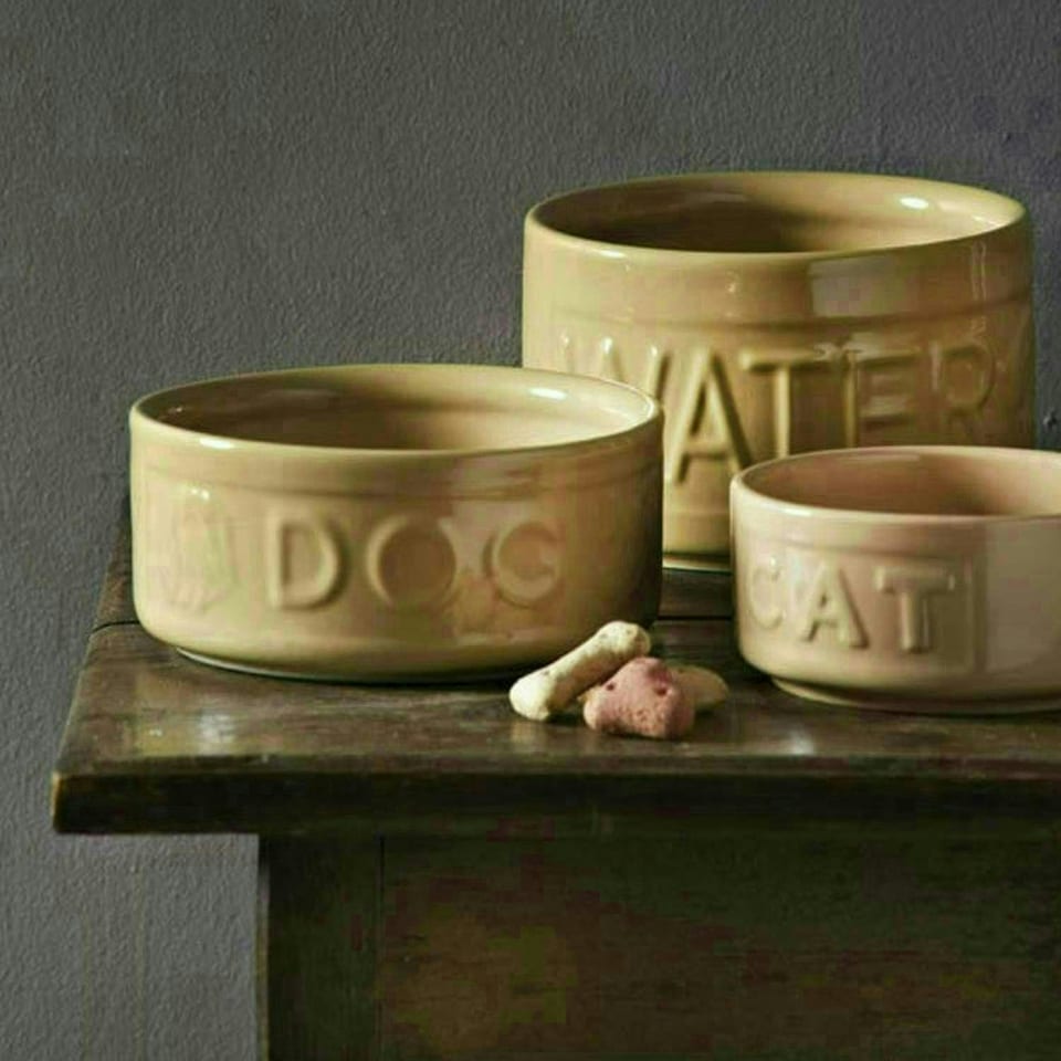 image 1 of Mason Cash Cane Lettered Stoneware Water Bowl 15 cm
