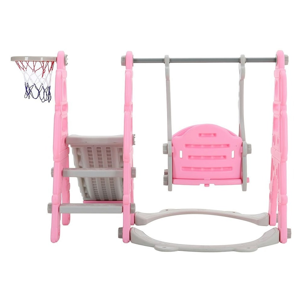 image 1 of Living and Home Toddler Swing and Slide Set with Basketball Hoop