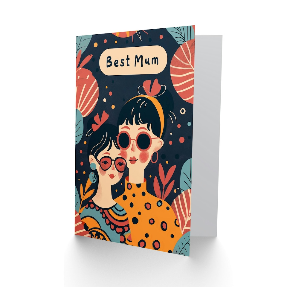image 1 of Mothers Day Card Best Mum Card Sunglasses Portrait