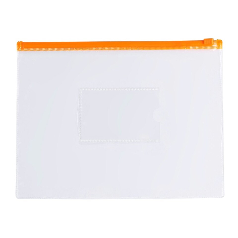 image 1 of Pack of 12 A5 Clear Zippy Bags with Orange Zip