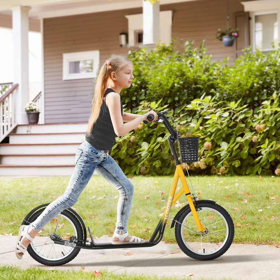 image 1 of HOMCOM Kids Kick Scooter Teen Ride On Adjustable Children Scooter with Brakes