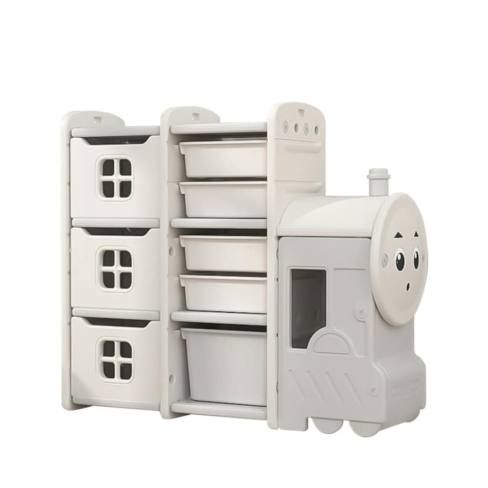 image 1 of Living and HomeTrain-Shaped Toy Storage Rack with Drawers - 96*33*85cm