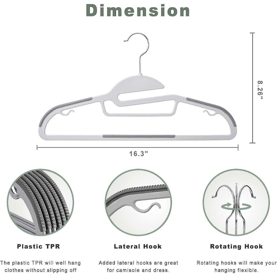 image 1 of Dyzi White Plastic Coat Hangers Pack of 30
