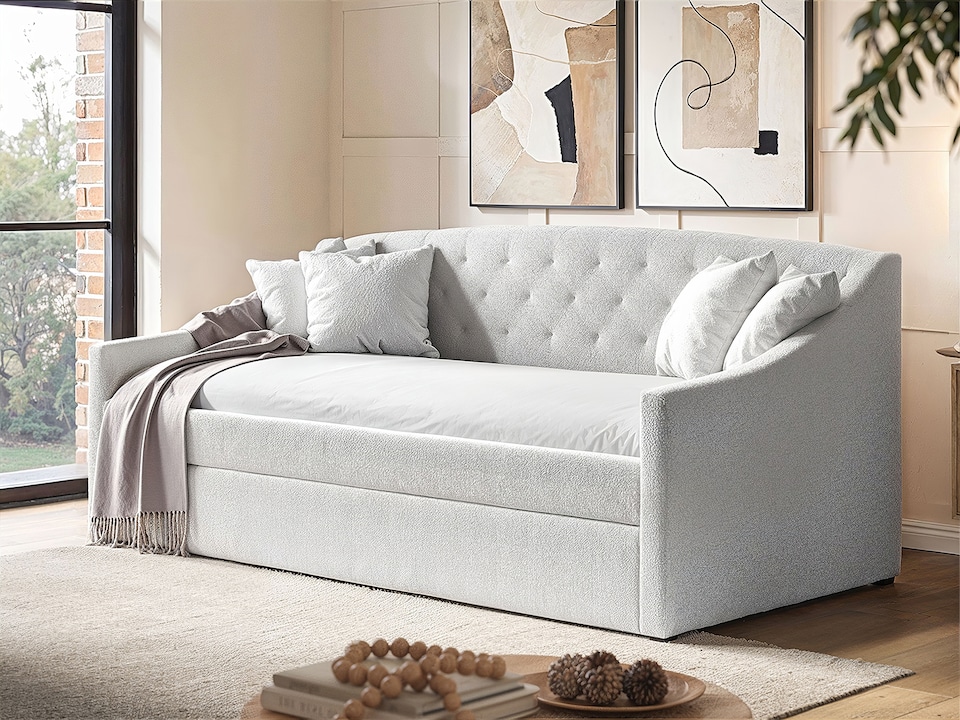 image 1 of Flair Aurora Daybed with Trundle White Boucle