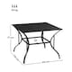 image 7 of Outsunny Garden Table with Parasol Hole for Four, Slatted Metal Plate Top Black