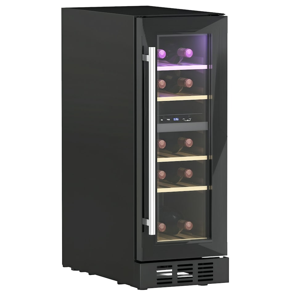 image 1 of HOMCOM 16 Bottle Dual Zone Built-in Wine Cooler Fridge with Glass Door