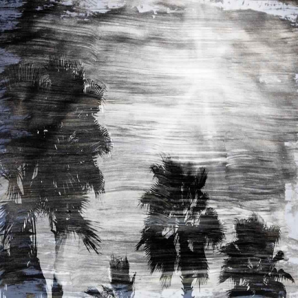 image 1 of Silver and Black Palm (Canvas Print) 36" x 24"
