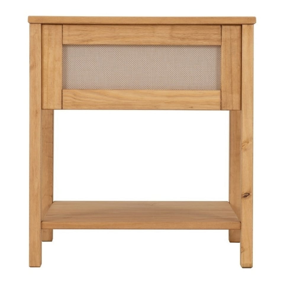 image 1 of Corona Rattan Side Table - L50 x W50 x H55 cm - Distressed Wax Pine/Rattan Effect Brown