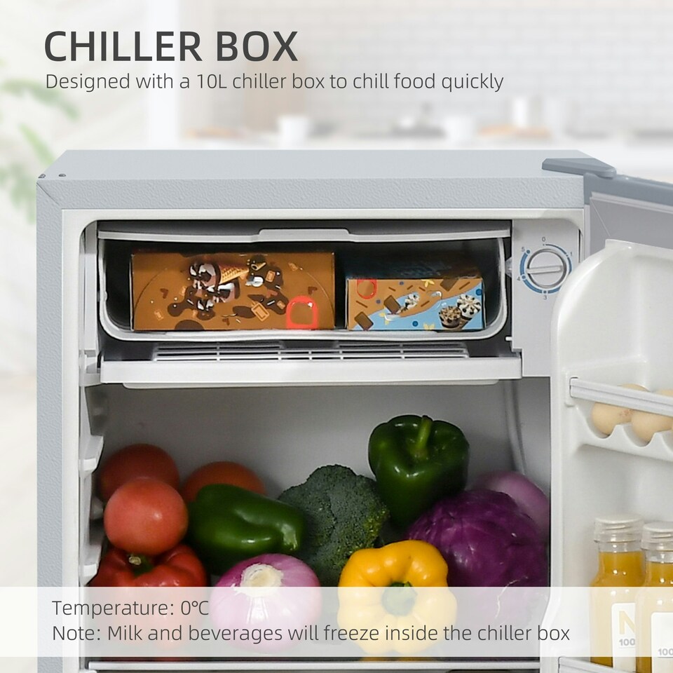 image 1 of HOMCOM 91L Freestanding Under Counter Fridge with Reversible Door