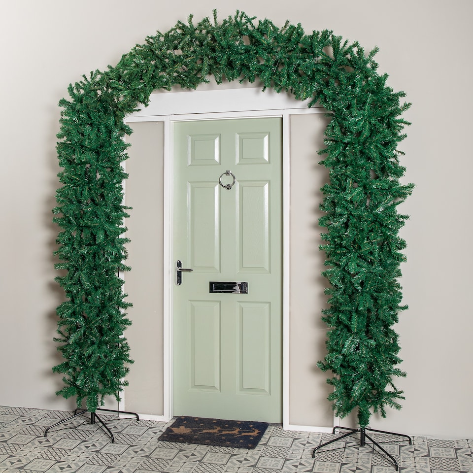 image 1 of 8ft (2.55m) Samuel Alexander Double Door Plain Green Christmas Tree Arch with 2000 Tips