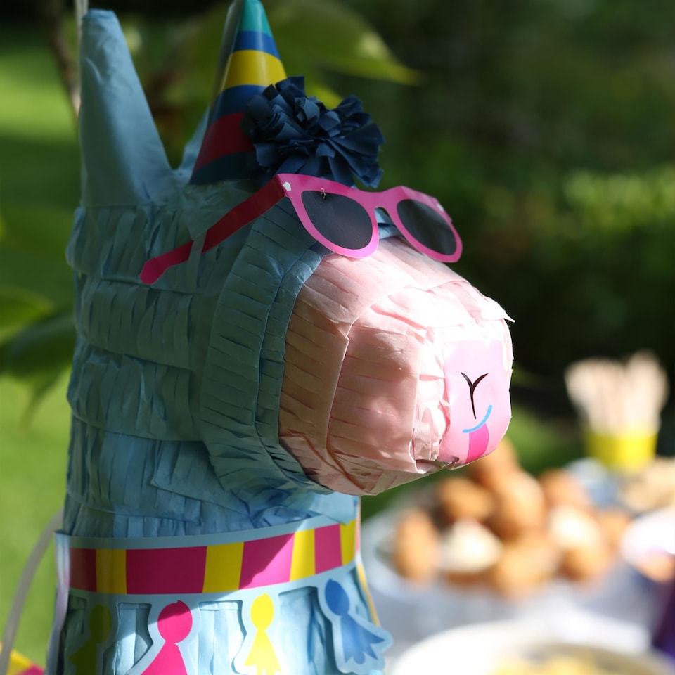 image 1 of Fax Potato 3pc Llama Pinata Set with Stick & Blindfold - Pink Stick