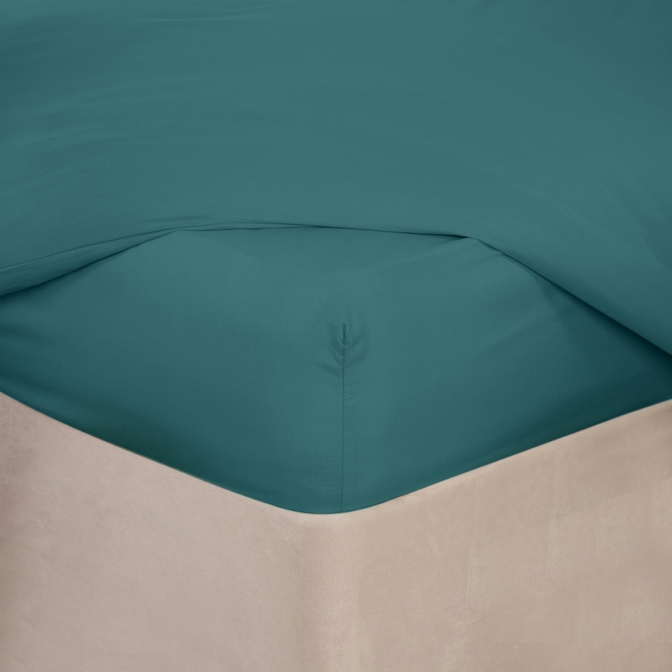 image 1 of OHS Plain Fitted Bed 25cm Deep Elasticated Sheet Green | Teal | King