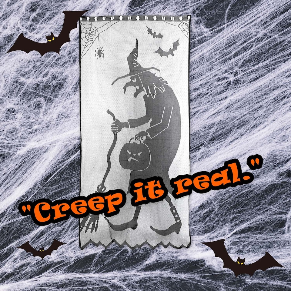 image 1 of vfm-estore Halloween Wicked Witch Door Curtain - Grey