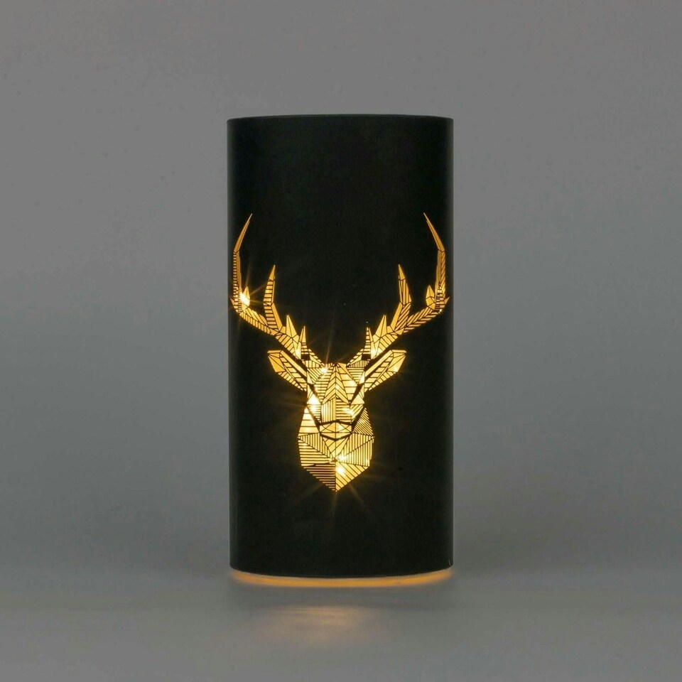 image 1 of 22cm Christmas Decorated Vase - LED Black Glass Vase
