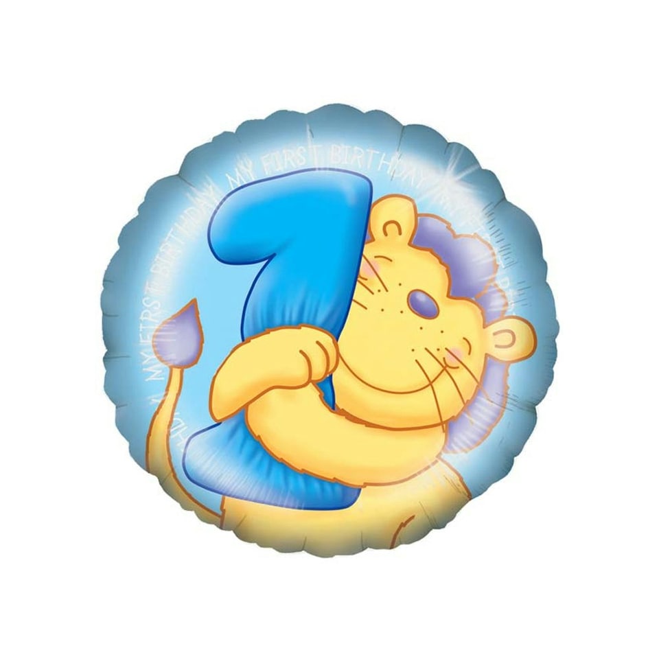 1st Birthday Foil Balloon - Blue/Brown - One Size