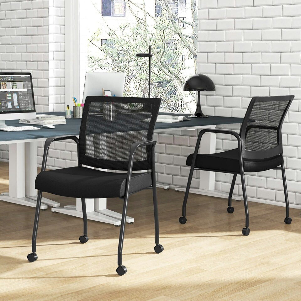 image 1 of COSTWAY 2Pcs Office Chairs Meeting Room Conference Chair Black