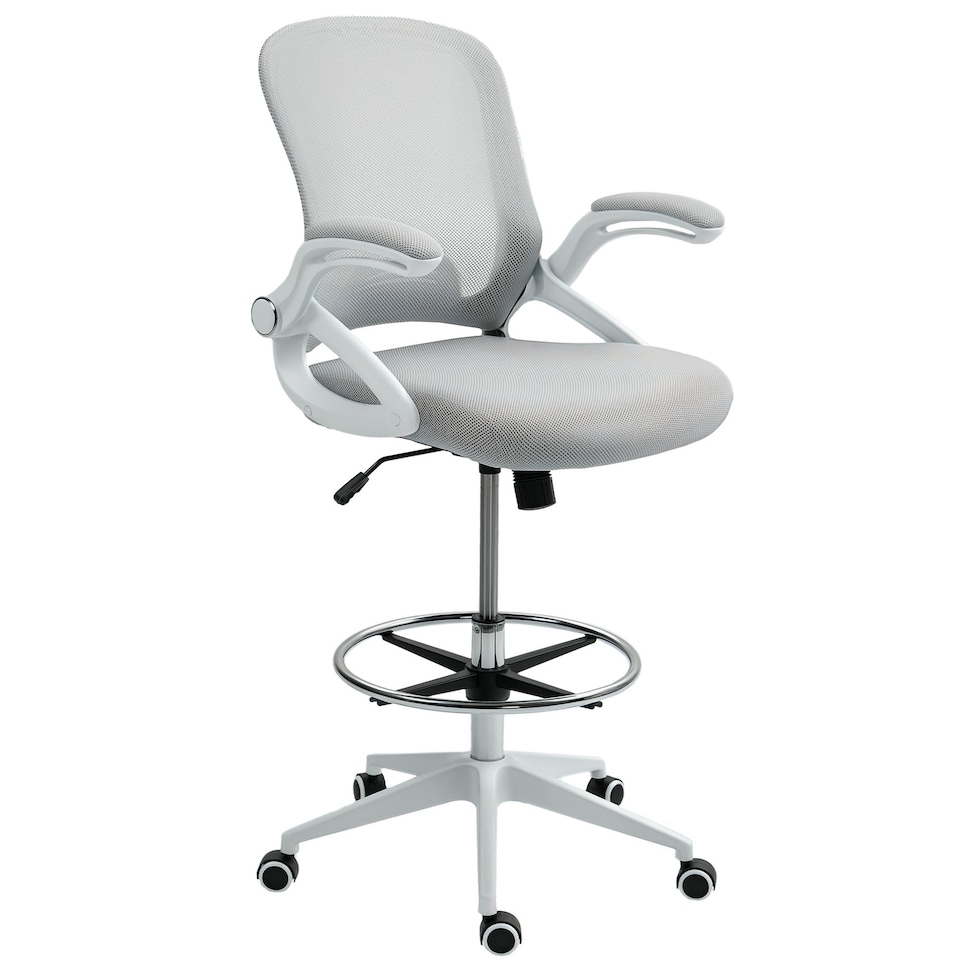 image 1 of Vinsetto Office Stool, 360 Degree Swivel Height Adjustable Chair, Light Grey 