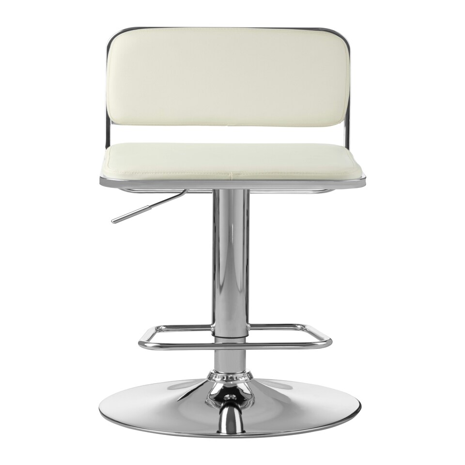 image 1 of Interiors by Premier White Seat And Chrome Base Bar Stool, Adjustable Height Kitchen Bar Stool, Footrest Swivel Barstool