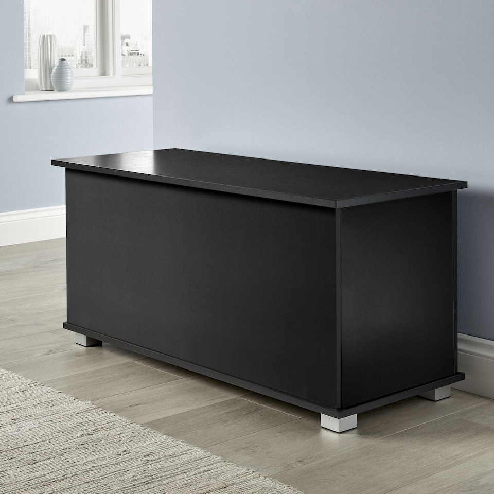 image 1 of Ottoman Storage Chest Toy Bedding or Blanket Box Large Wooden Home | Black | Black