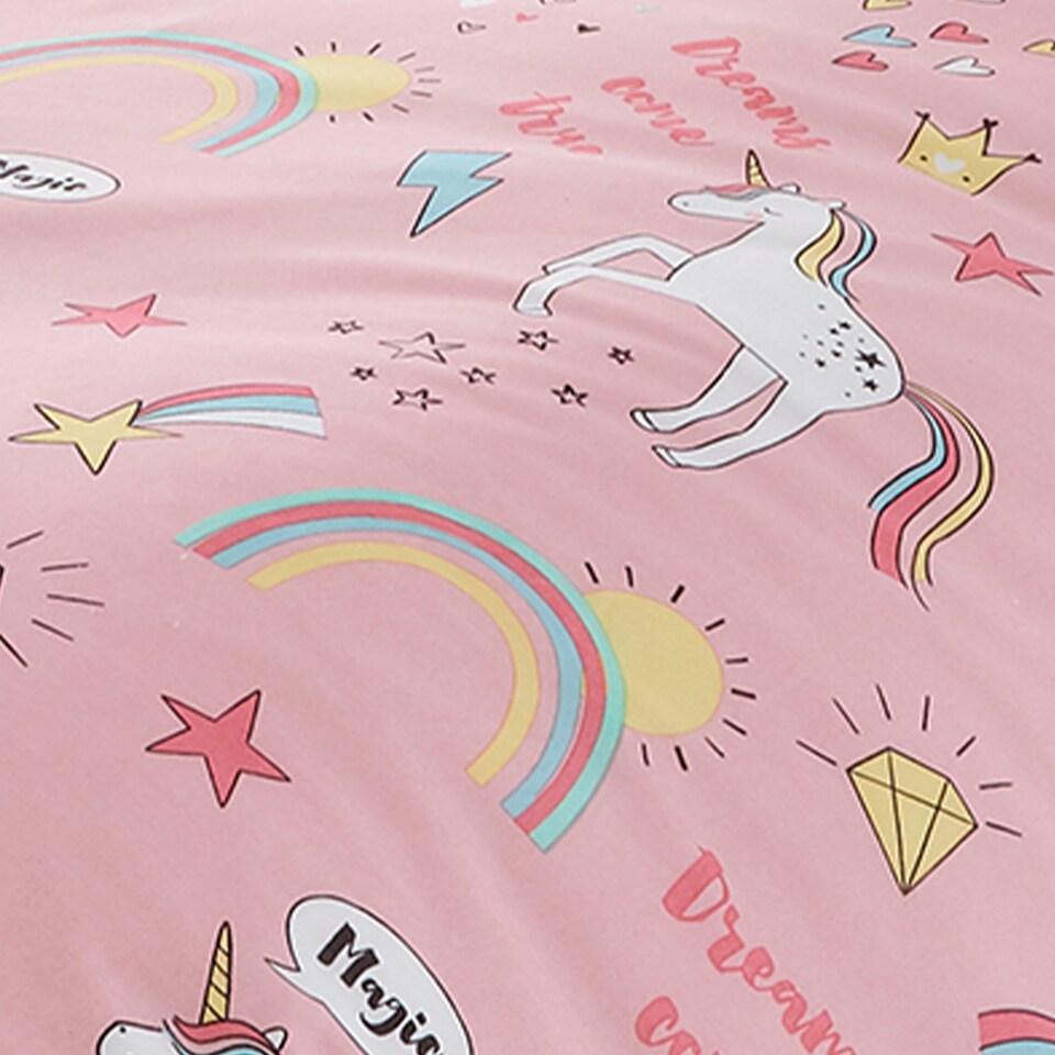 image 1 of Happy Linen Company Unicorns Rainbows Duvet Cover Bedding Set