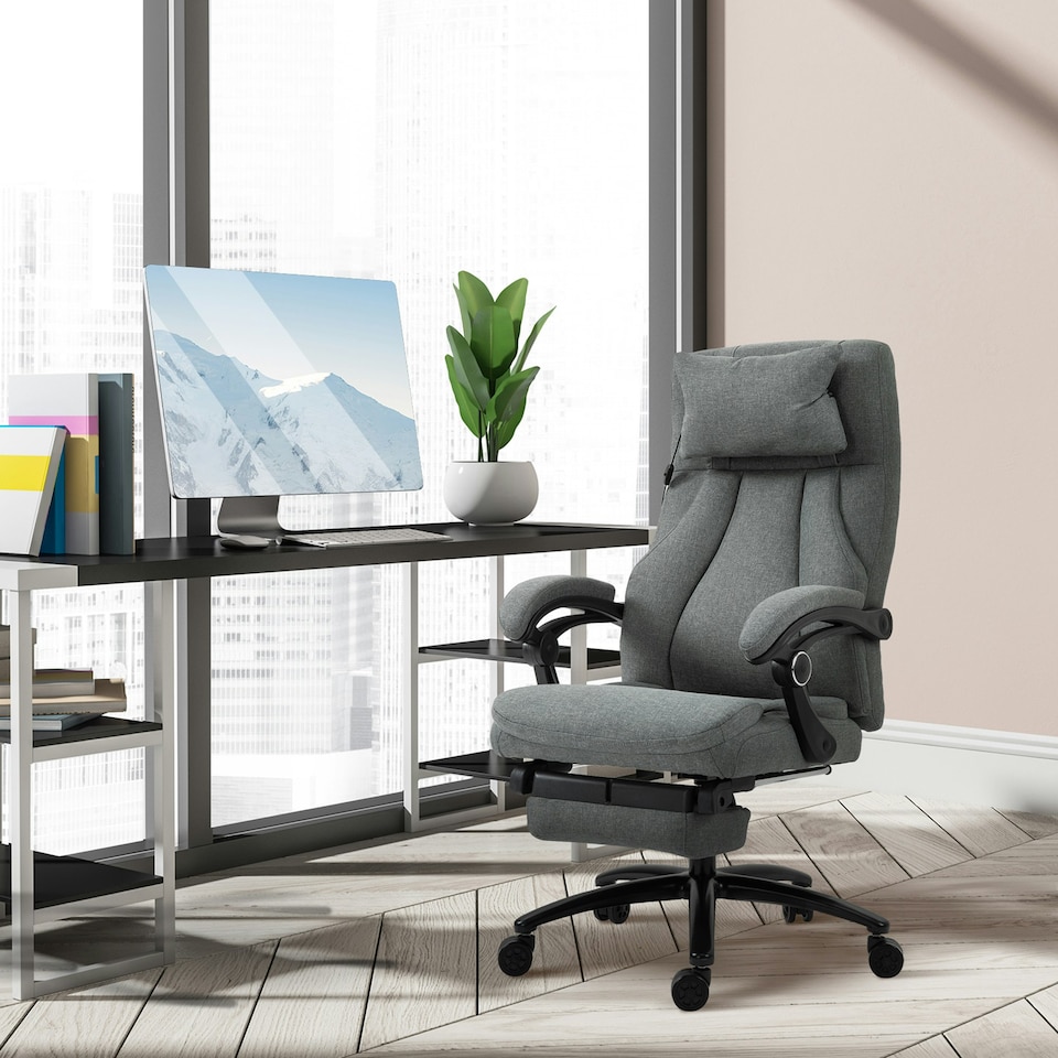 image 1 of Vinsetto Executive Office Chair with Vibration Massage Pillow USB Power Wheels
