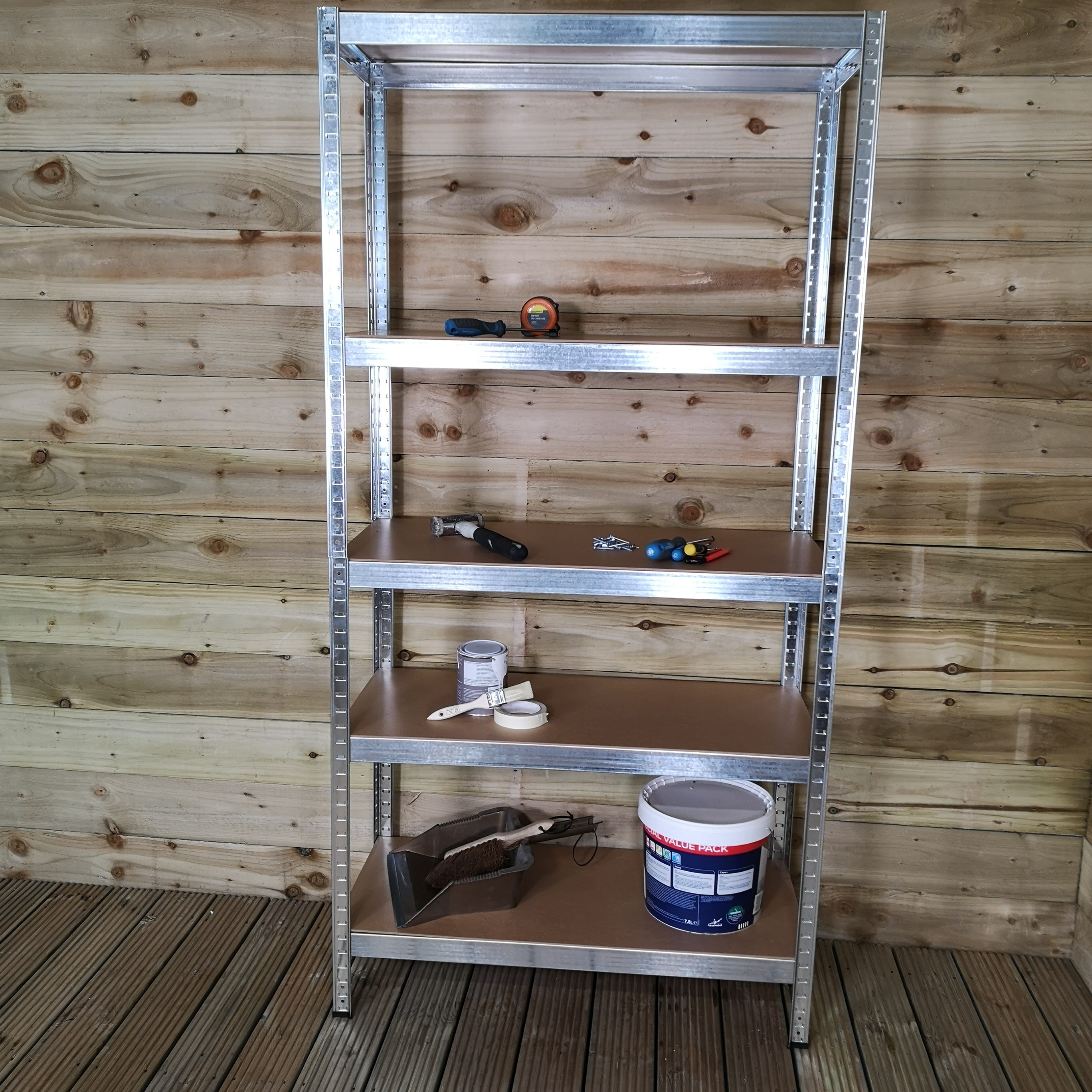 Set of 2 Garage Shelving 90cm Wide & 180cm High Heavy Duty 5 Tier Multipurpose Metal Racking Unit / Warehouse Shelving Storage