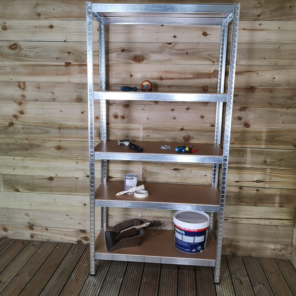 image 1 of Set of 2 Garage Shelving 90cm Wide & 180cm High Heavy Duty 5 Tier Multipurpose Metal Racking Unit  / Warehouse Shelving Storage