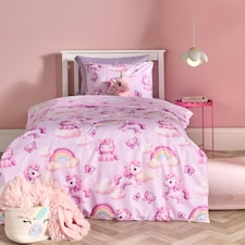 OHS Kids Unicorn Microfibre Bedding Set Duvet Cover with Pillowcase | Purple | Lilac | Single