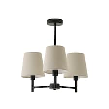 ValueLights Kincaid 3 Arm Black Chandelier Ceiling Light Taper Shades and Bulbs