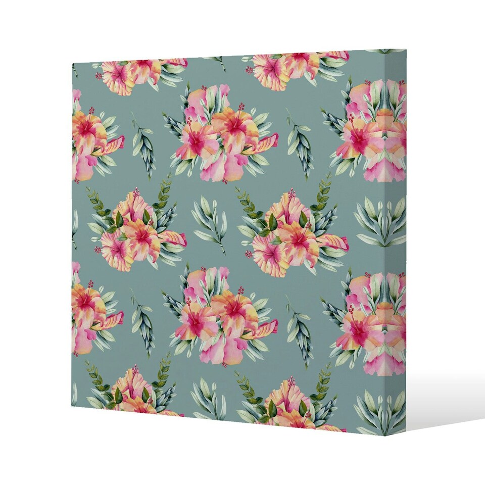 image 1 of Pink Flowers (Canvas Print) 77 x 77 x 4cm