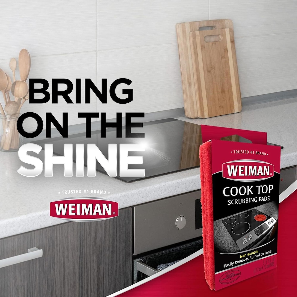 image 1 of Weiman Ceramic and Glass Cooktop Cleaner and Polish 283g With 3 Scrubbing Pads