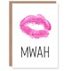 image 1 of Anniversary Card Mwah Lips Hot Pink Kiss Mark Romantic Love