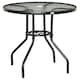 image 1 of Outsunny 80 cm Round Dining Table with Parasol Hole, Outdoor Coffee End Side Table with Tempered Glass Top, Steel Frame for Garden, Black