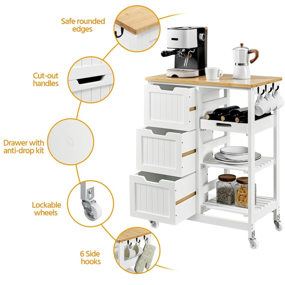 image 1 of Yaheetech 84.5 cm H Kitchen Storage Serving Cart