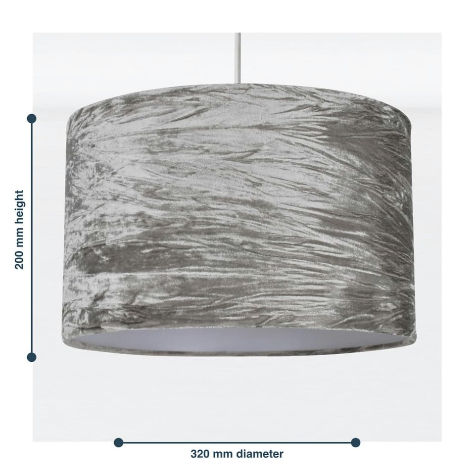 image 1 of First Choice Lighting Grey Crushed Velvet Easy Fit Light Shade Grey