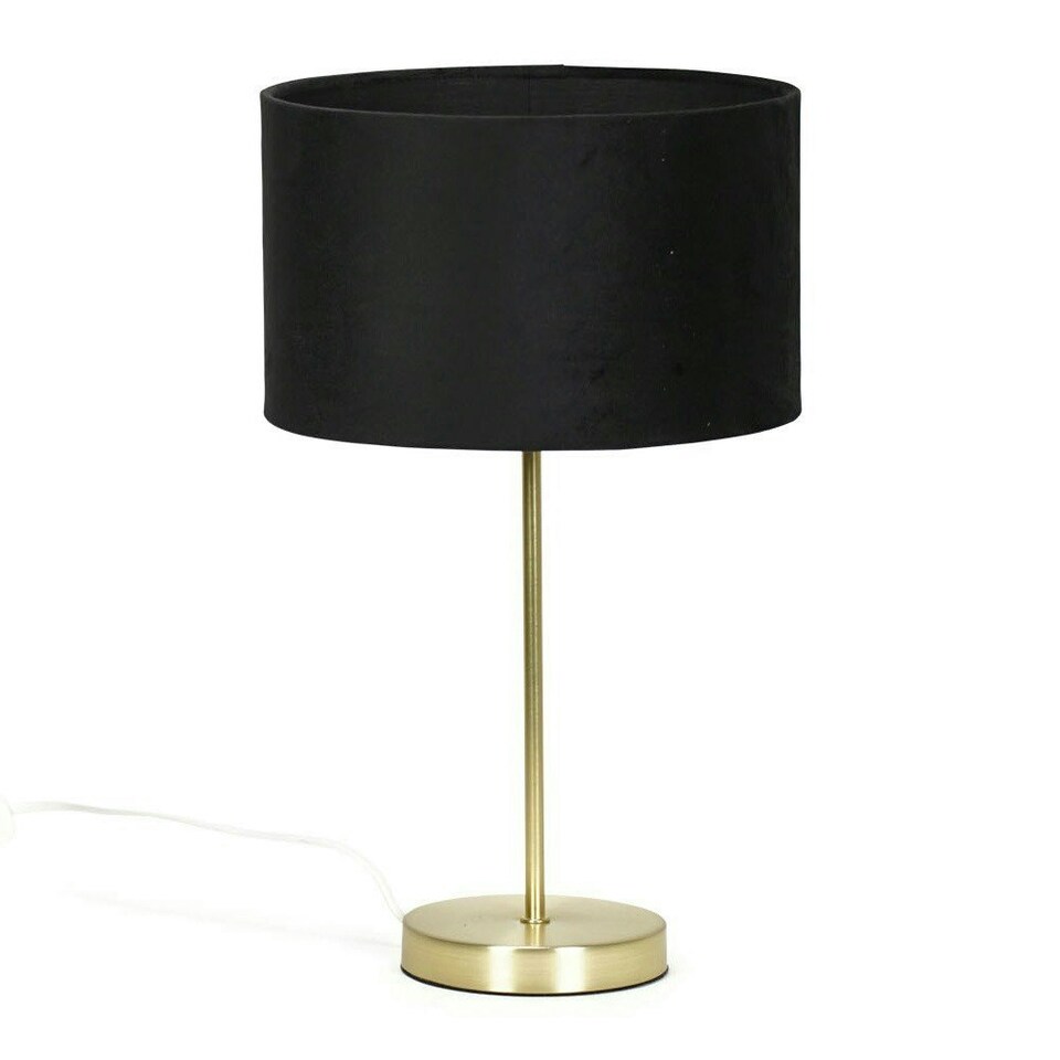 image 1 of ValueLights Charlie Gold Table Lamp Black Velvet Shade 