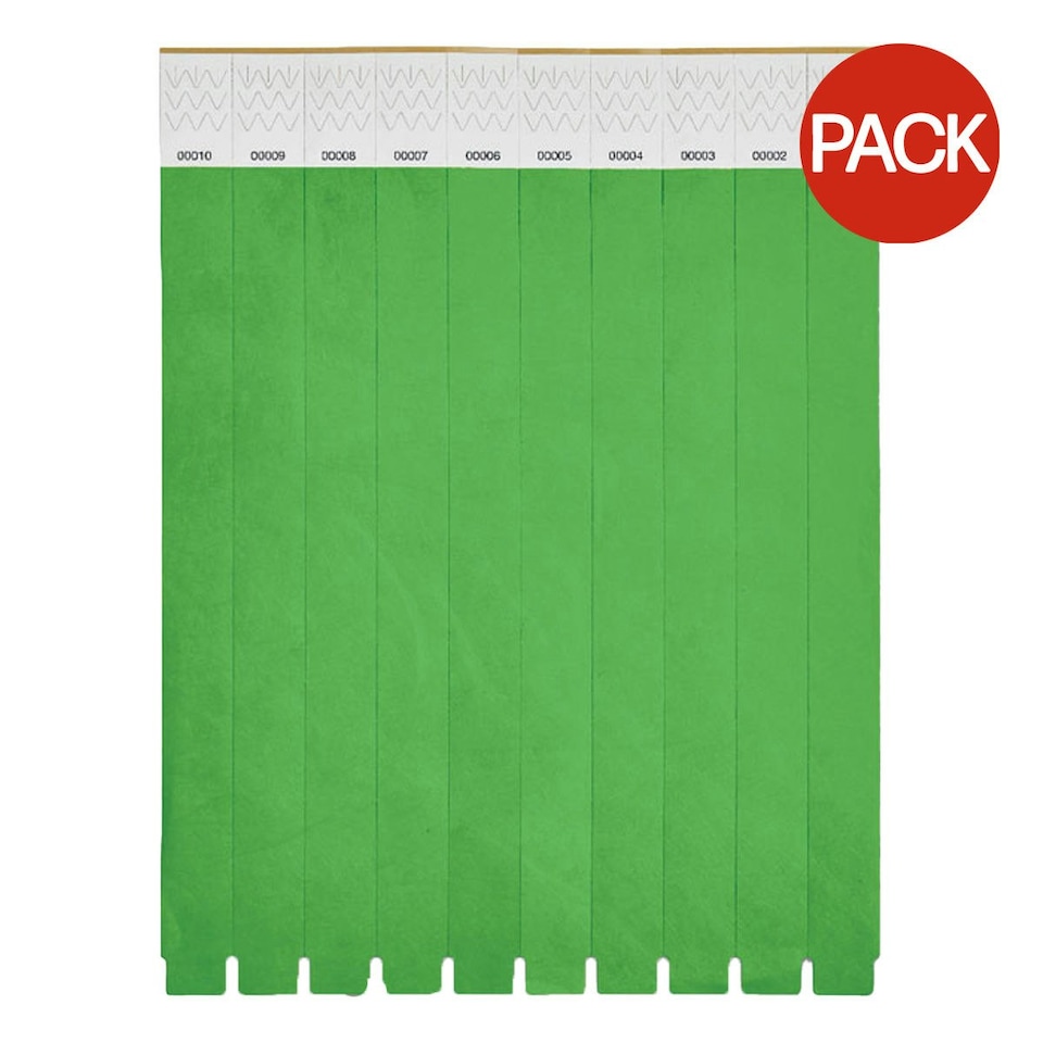 image 1 of MidOcean Tyvek Wristband (Pack of 10) - Green - One Size