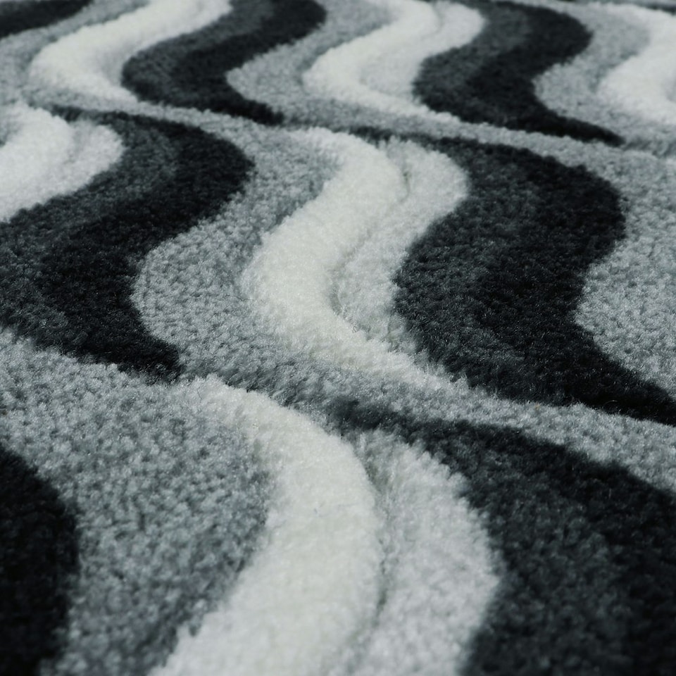 image 1 of JVL Solemate Hand Carved Machine Washable Door Mat 57x100cm - Waves