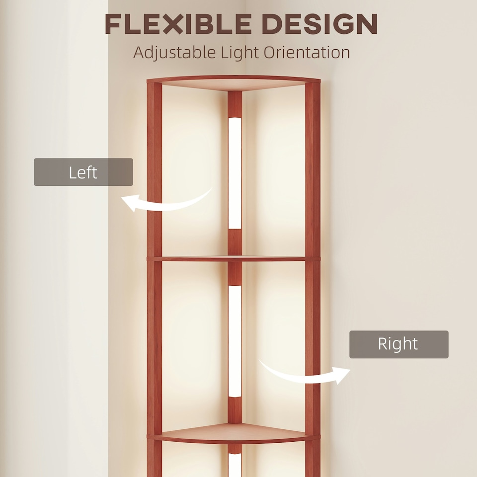 image 1 of HOMCOM Corner Floor Lamp with Dimmable Warm White LED Light, Brown Brown
