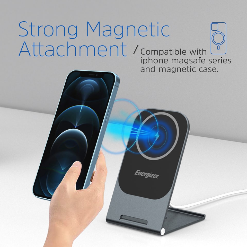 image 1 of Energizer 15W QI Wireless Stand Aluminium Black