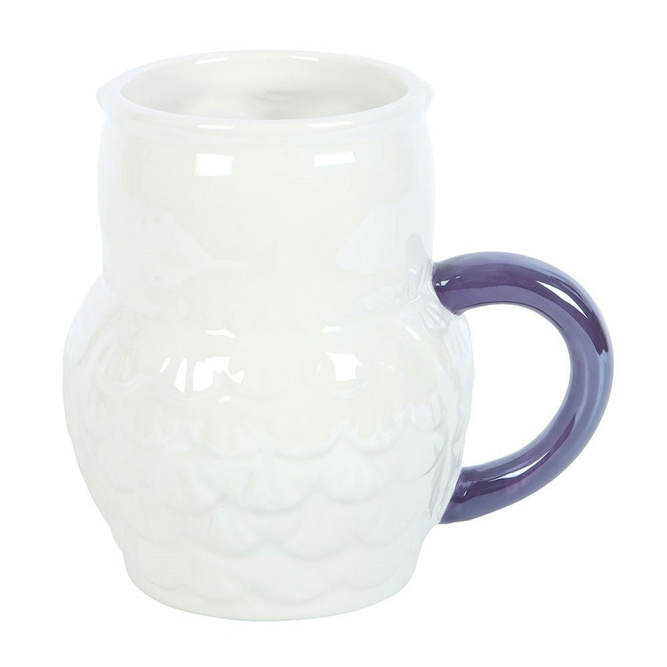 image 1 of Something Different Iridescent Owl Mug - White/Blue - One Size