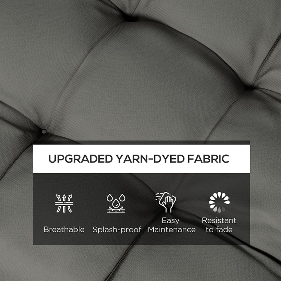 image 1 of Outsunny Set of 4 Outdoor Seat Cushions Water Repellent Seat Pads with Ties | Grey | Charcoal grey | 4