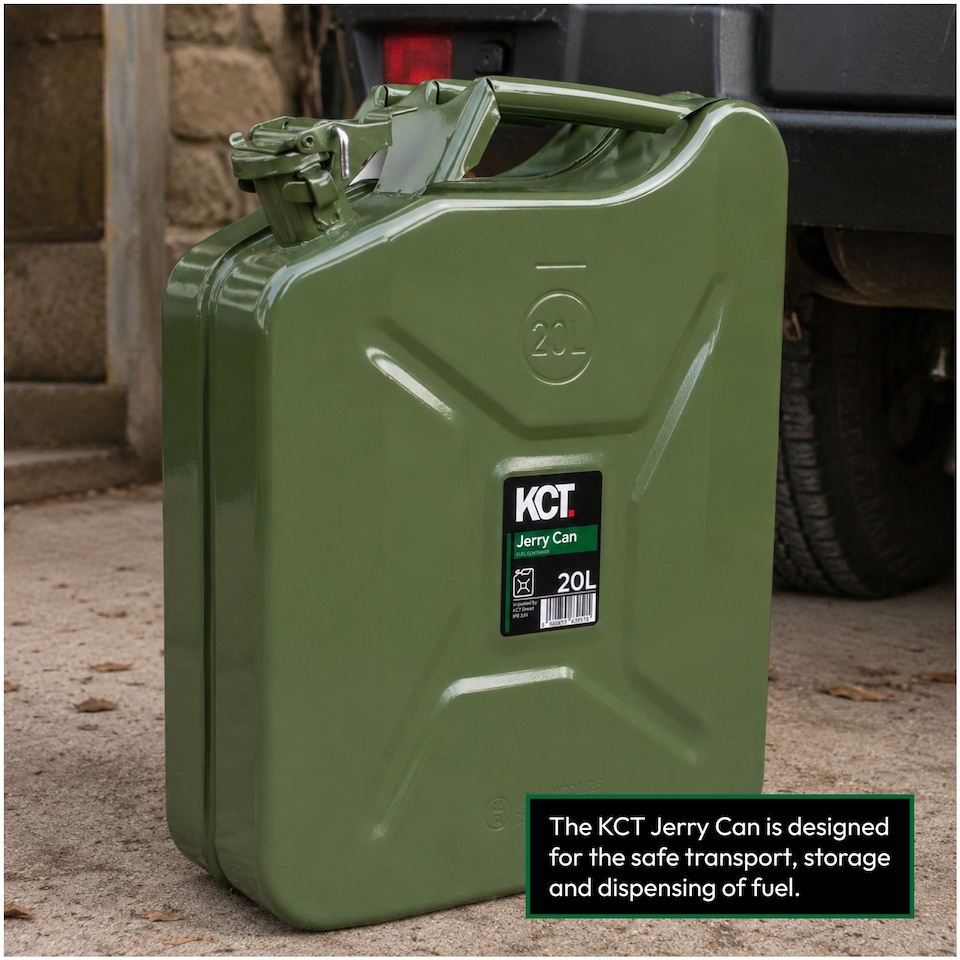 image 1 of KCT 20L Jerry Can with Pouring Spout Durable Metal Fuel Tank Petrol Diesel Gas Oil Gasoline Storage Container for Vehicle Car Motorbike