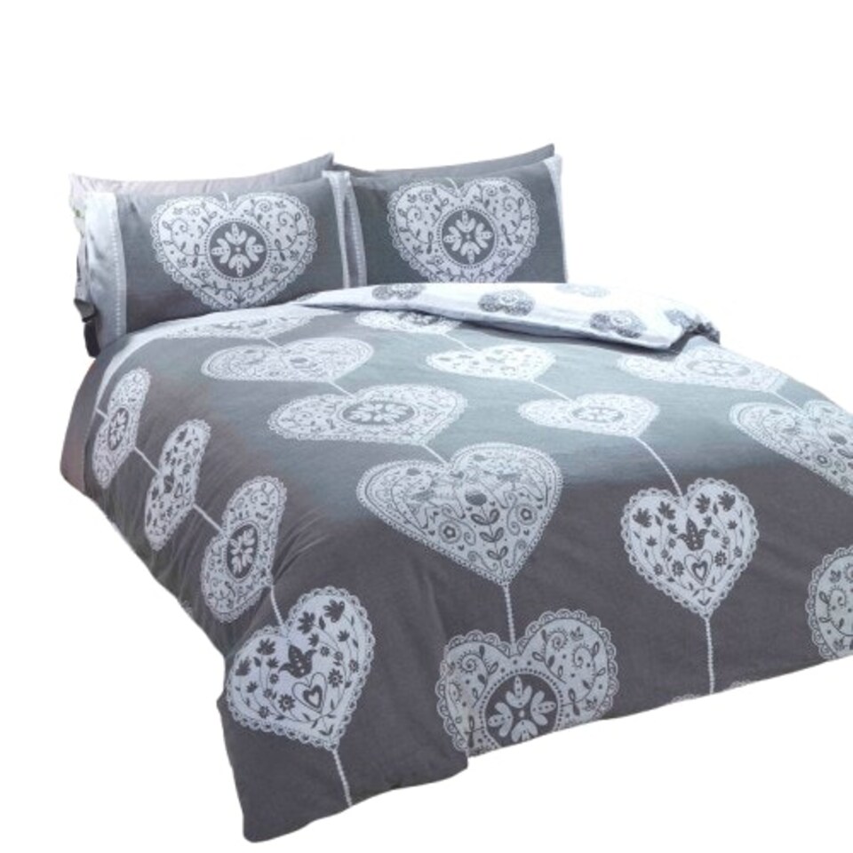 image 1 of Scandi Heart BC Duvet Cover Set with Pillowcase Red | Super King
