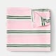 image 3 of OHS Thin Stripes Polar Fleece Throw Blanket Lightweight Bedspread | Multi | Pink/Green