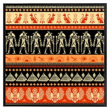 Egyptian heiroglyphs in orange & black (Picture Frame) Black | XL