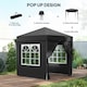 image 4 of Outsunny 2 x 2 m Garden Pop Up Gazebo, Wedding Party Tent Marquee, Water Resistant Awning Canopy with Sidewalls, Windows, Carry Bag, Black
