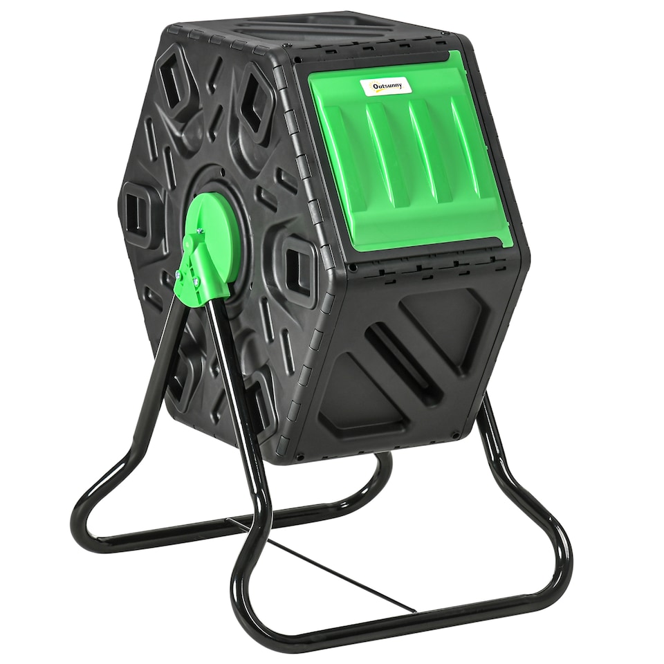 image 1 of Outsunny 65L Garden Compost Bin, Barrel Rotating Composter with Steel Legs