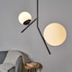 image 2 of ValueLights Beauworth 2 Way Hanging Bar Matte Black and Glass Globe Shade Ceiling Light Fitting